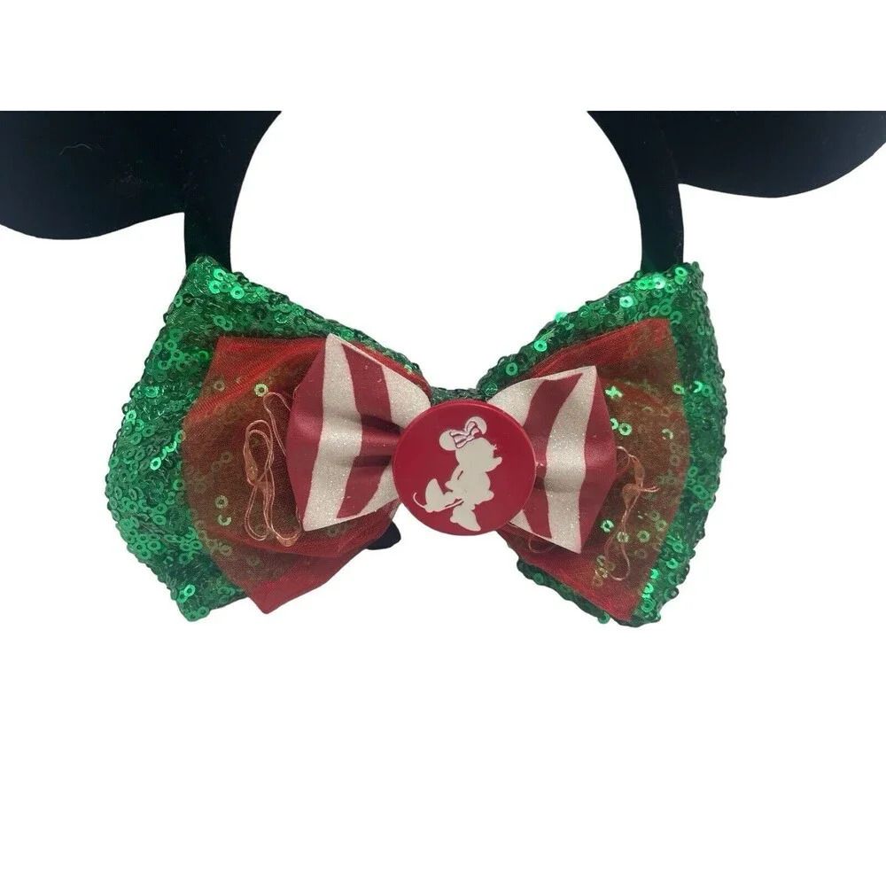 Disney Parks Minnie Ears Christmas Holiday Light Up Bow Barrette Hair Clip Green - Picture 4 of 16